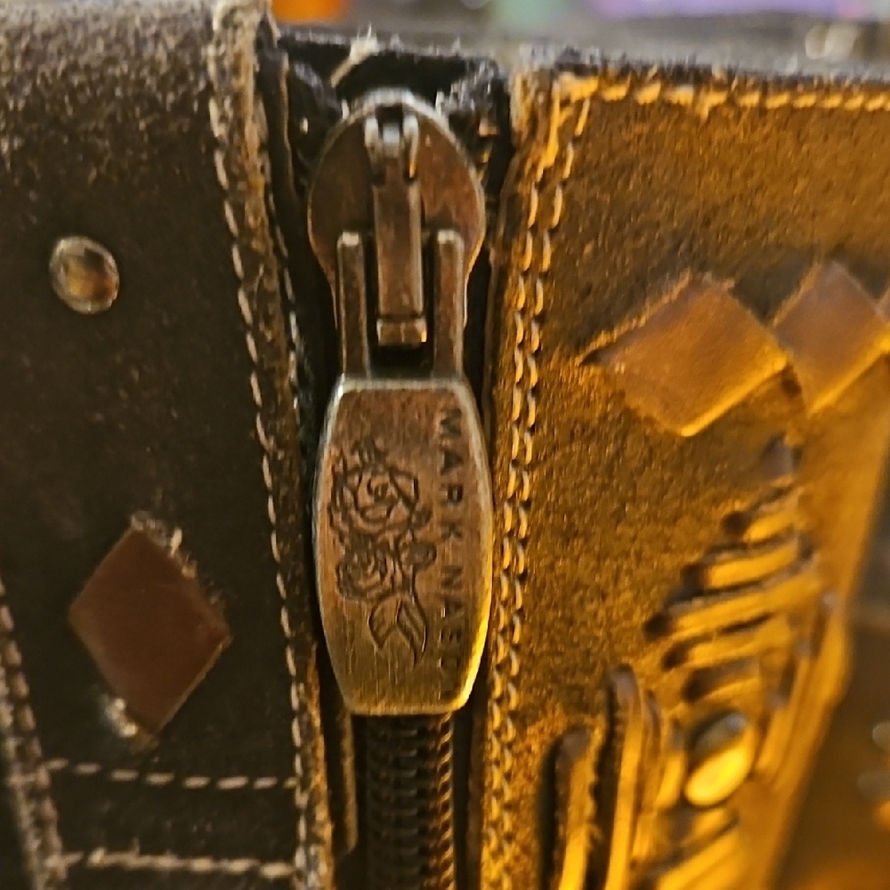 Mark Nason Black and Brown Embellished Long Zipper Boots - Picture 7 of 8